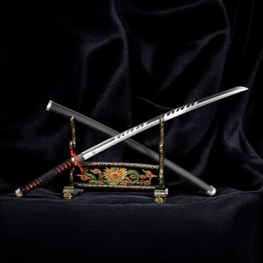 Katana Tanjiro Kamado V2 – Nichirin Noir Acier 1060 - vue 11