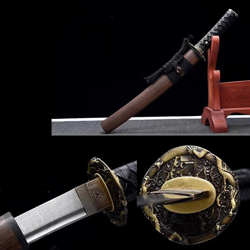 Tanto Katori forgé main en acier Damas Torsadé avec saya assortie