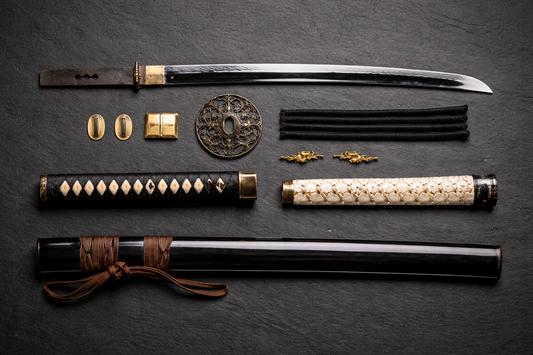 Schema detaille des parties d un katana japonais