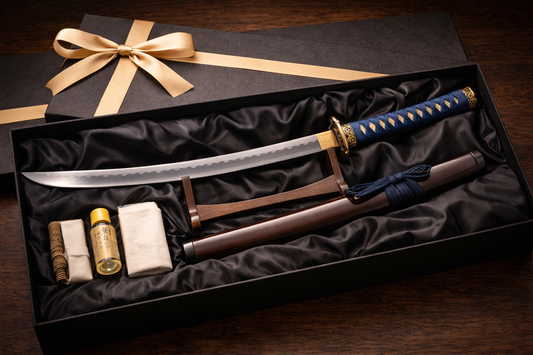 Coffret cadeau katana japonais avec accessoires