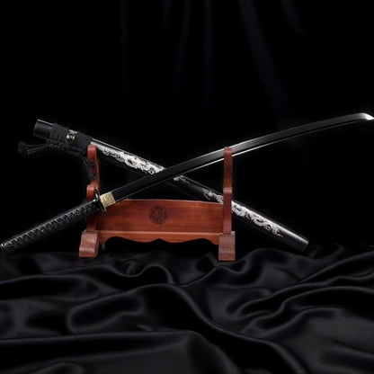 Katana Lame Noire – Acier 1060 - détail de la poignée (tsuka)
