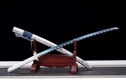 Katana Ailes d'Ange – Acier T10 - détail de la lame en acier T10