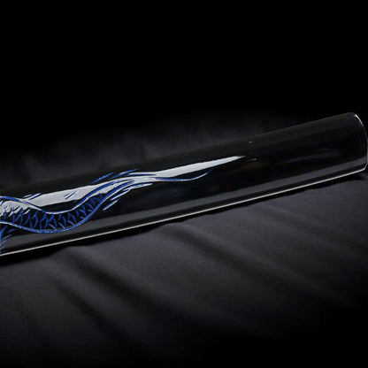 Katana Dragon Bleu – Acier T10 - détail de la poignée (tsuka)