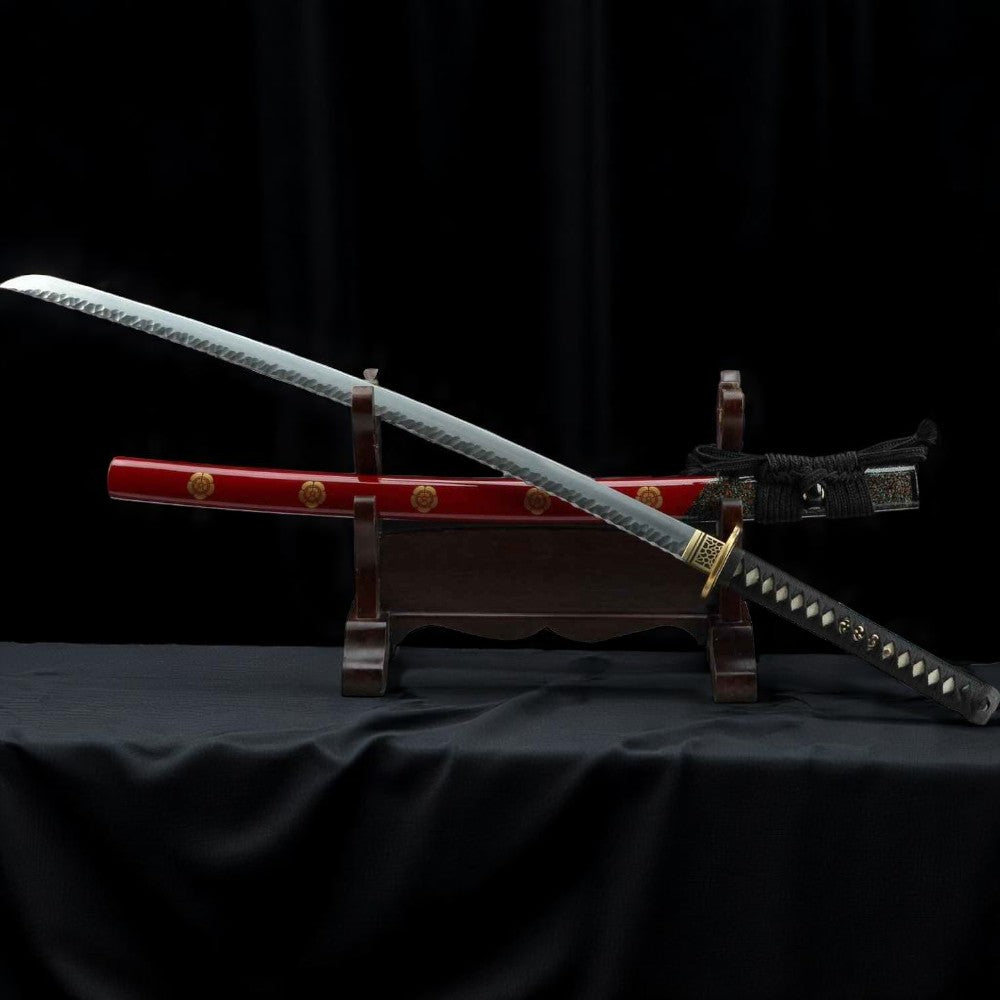 Katana Fleur de Feu – Damas - détail de la tsuba (garde)