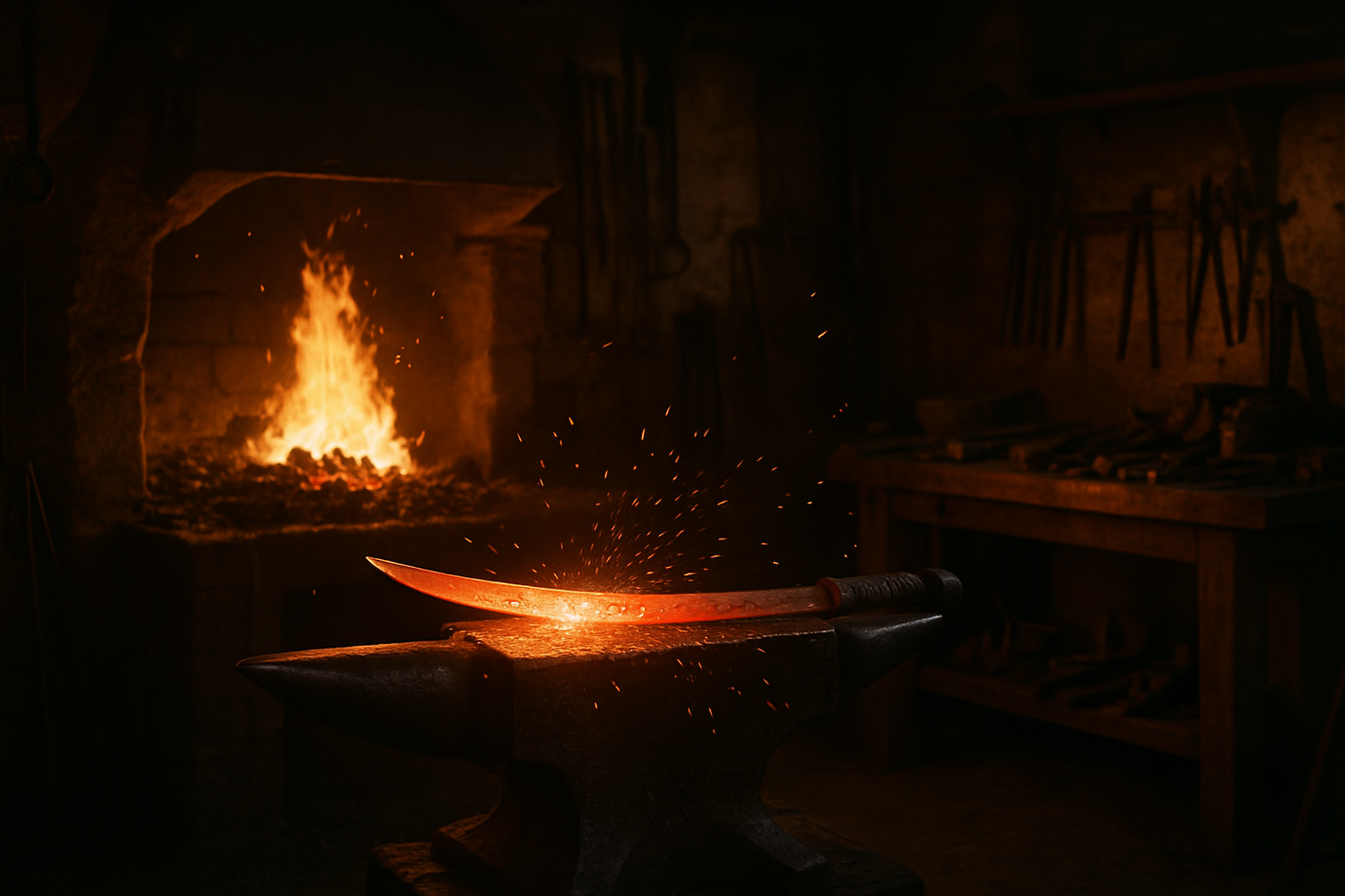 Forge traditionnelle atelier katana