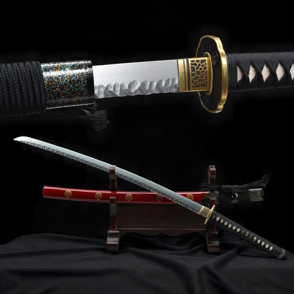 Katana Fleur de Feu – Damas - vue complète avec fourreau