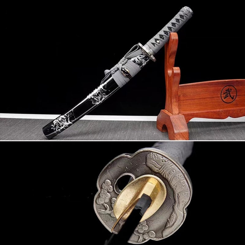 Tanto Sodegaura en acier T10 Bleu forgé à la main avec fourreau