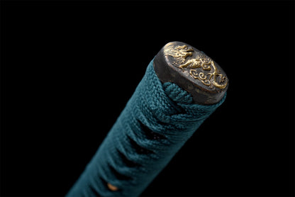 Katana Printemps Doré – Damas - détail de la lame en acier damas