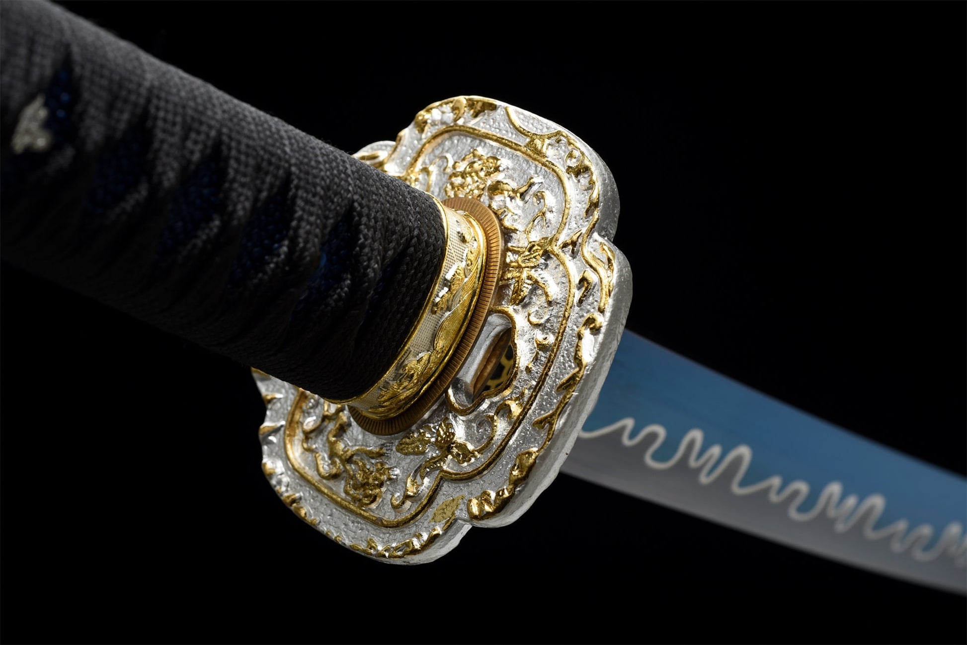 Lame forgée du wakizashi Ocean en acier T10 Bleu