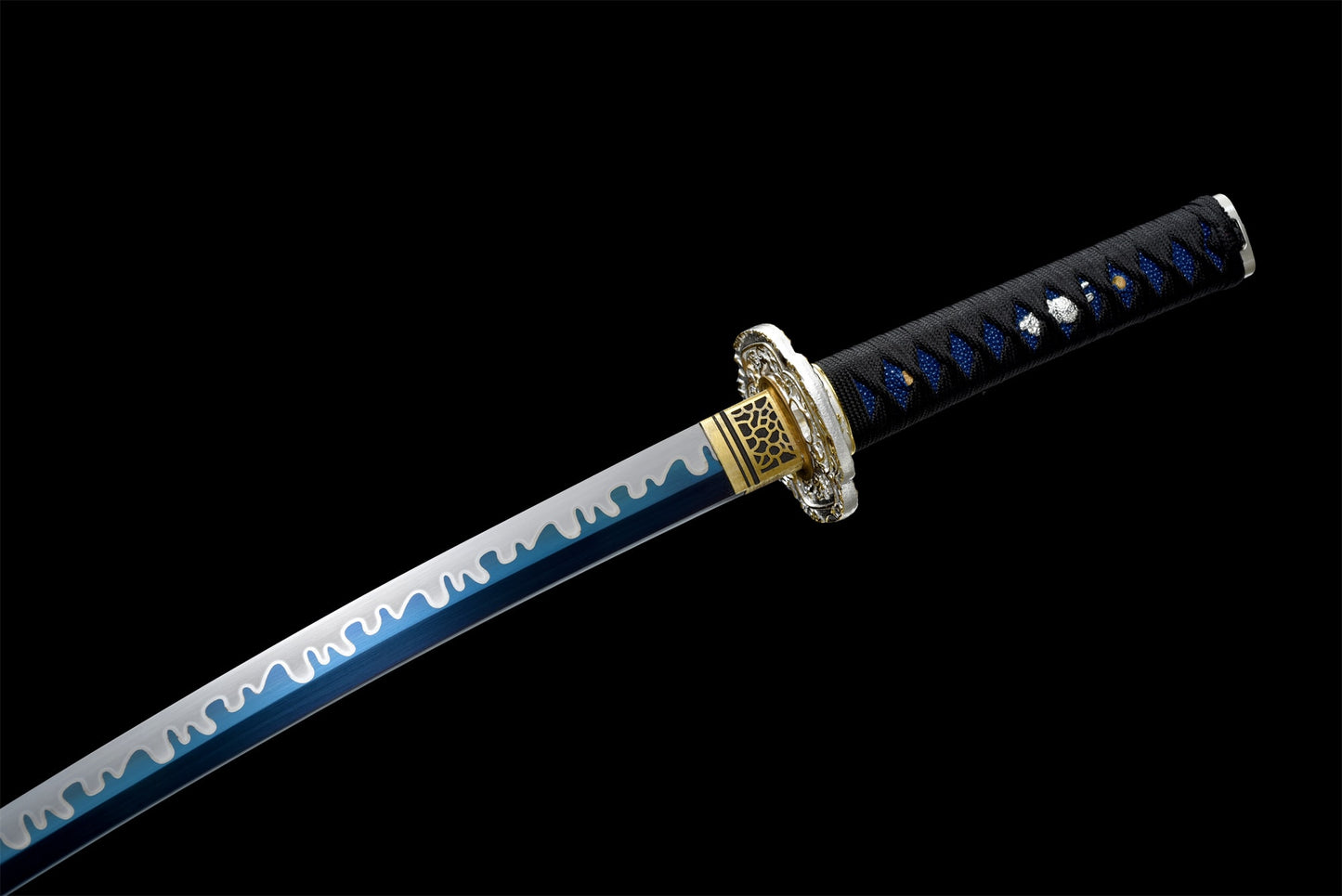 Kissaki du wakizashi Ocean en acier T10 Bleu