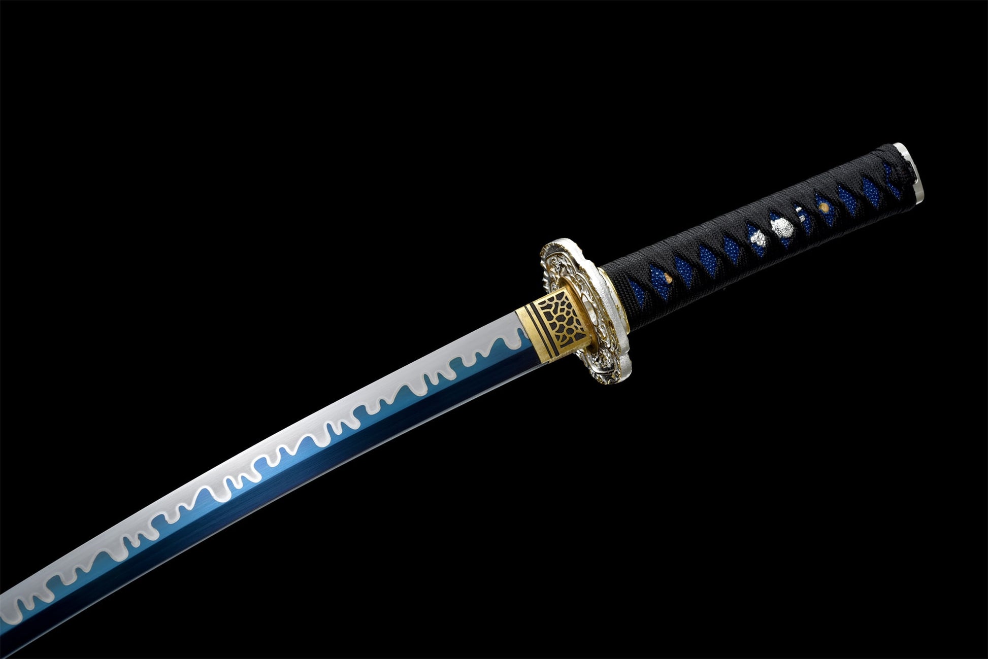 Kissaki du wakizashi Ocean en acier T10 Bleu