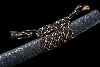 Katana Multivers – Damas Violet - détail de la lame en acier damas