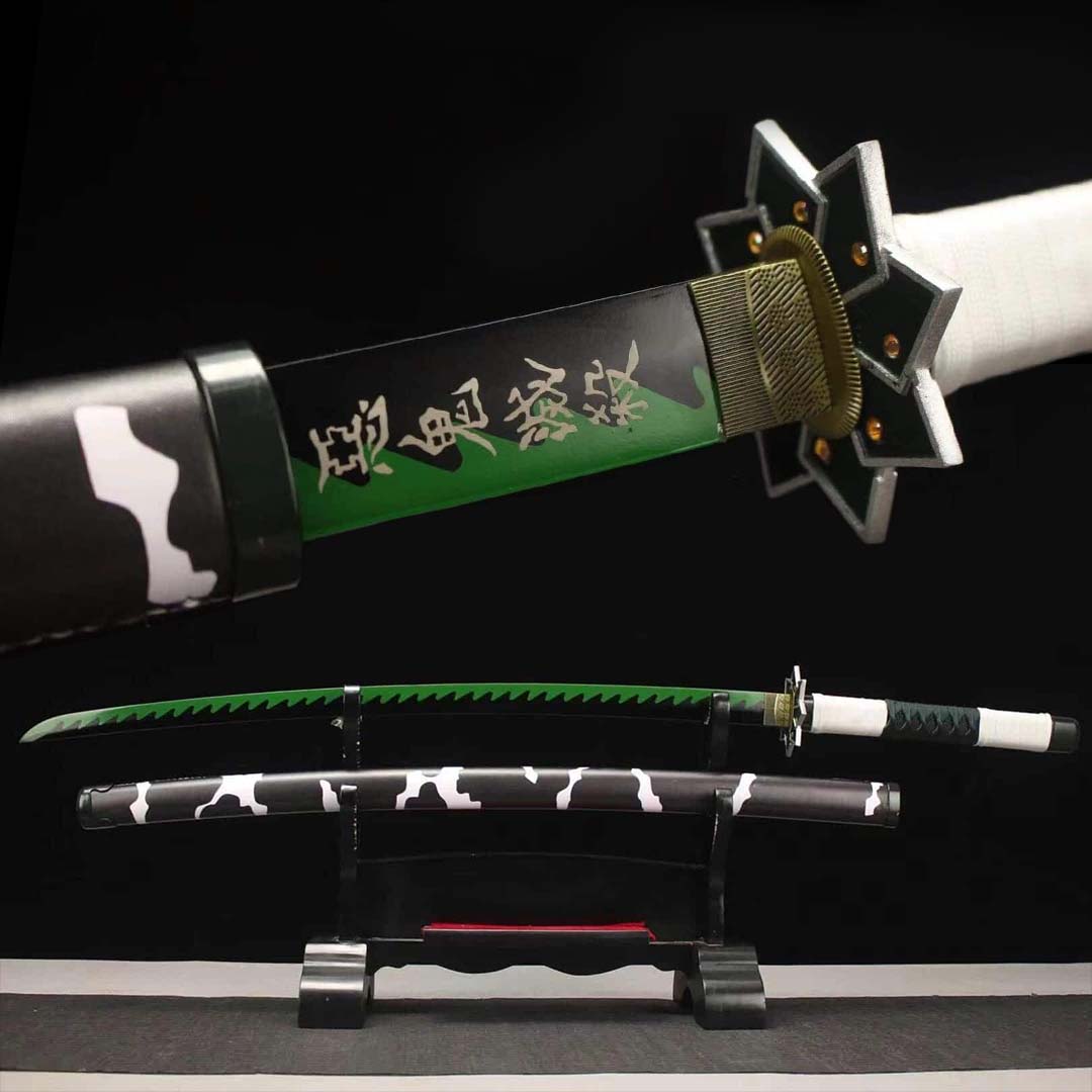 Katana Sanemi Shinazugawa – Demon Slayer Acier 1060 - vue complète avec fourreau