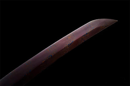 Tsuba artisanale du tanto Sabae en acier Damas Torsadé