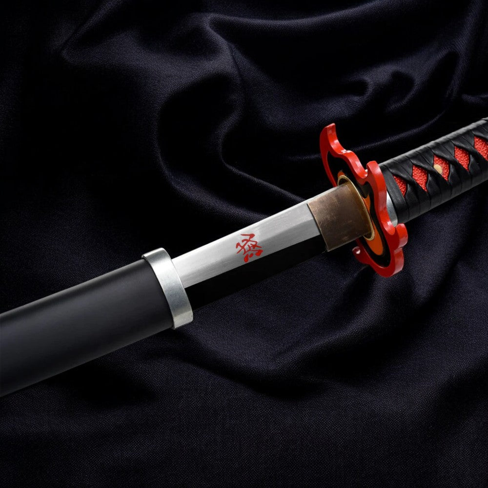 Katana Tanjiro Kamado V2 – Nichirin Noir Acier 1060 - détail de la poignée (tsuka)
