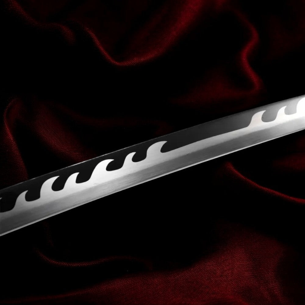 Katana Tanjiro Kamado V2 – Nichirin Noir Acier 1060 - détail du fourreau (saya)