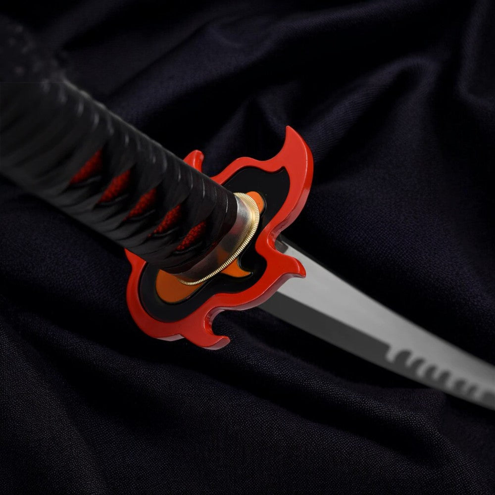 Katana Tanjiro Kamado V2 – Nichirin Noir Acier 1060 - détail de la tsuba (garde)