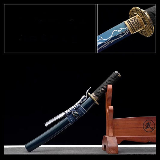 Tanto Yawatahama forgé main en acier T10 Bleu avec saya assortie