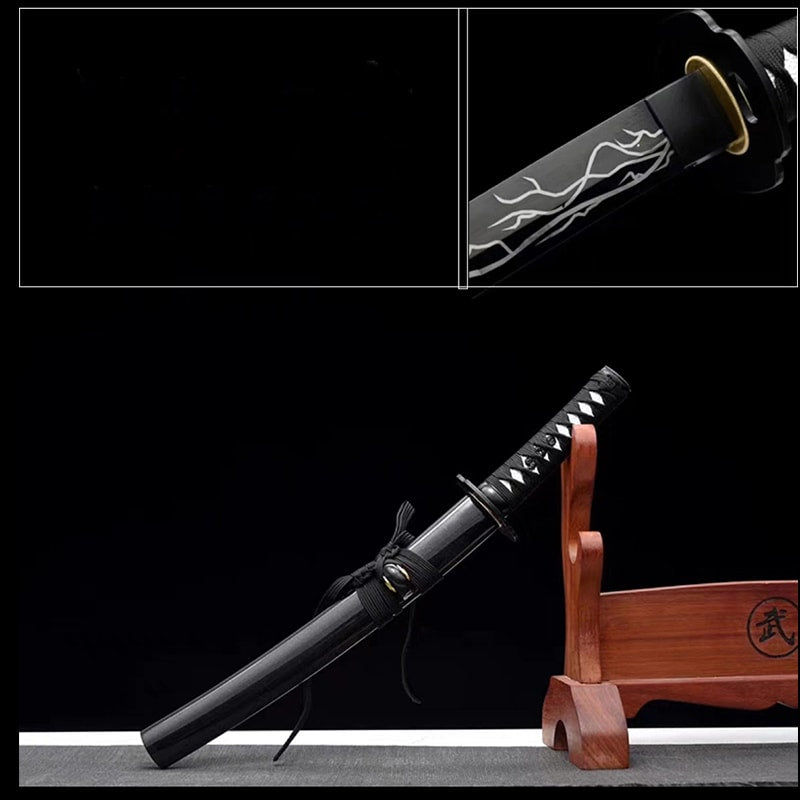 Tanto Iyo forgé main en acier T10 Noir avec saya assortie